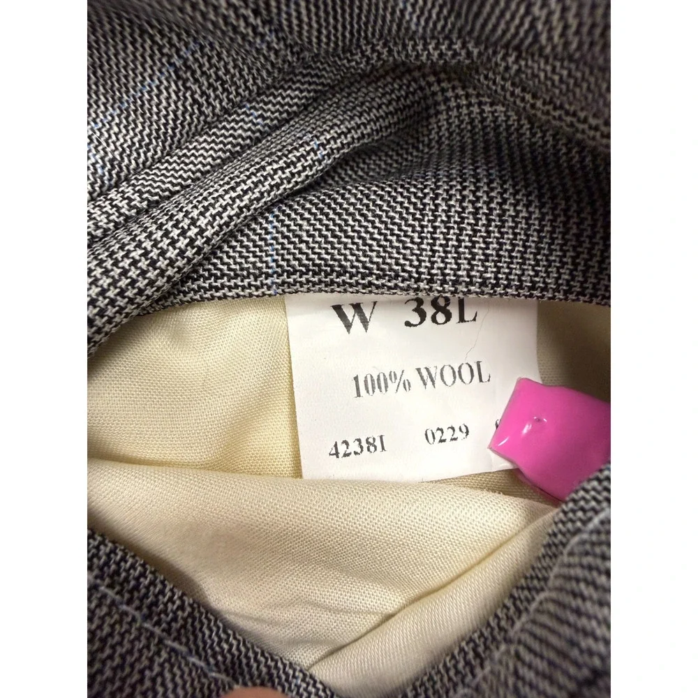 Jos A Bank 100% Wool Suit Gray Glen Plaid Classic 42L 38xUnfinished $585Retail